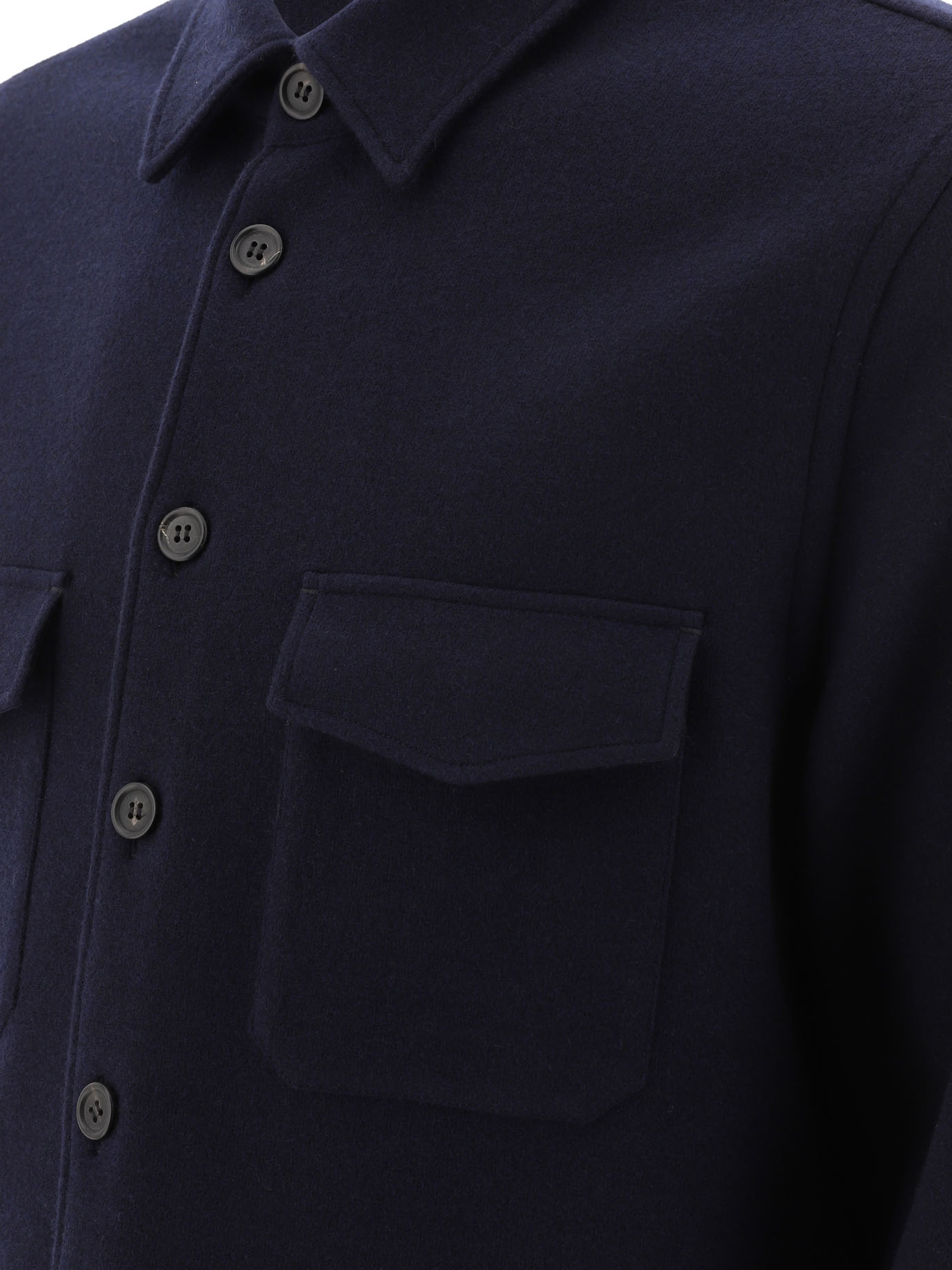 PRADA Blue Wool and cashmere overshirt